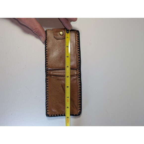 Vintage Hand Tooled Leather Wallet Deer Forest Scene Western Bifold Snap Brown - Picture 14 of 15